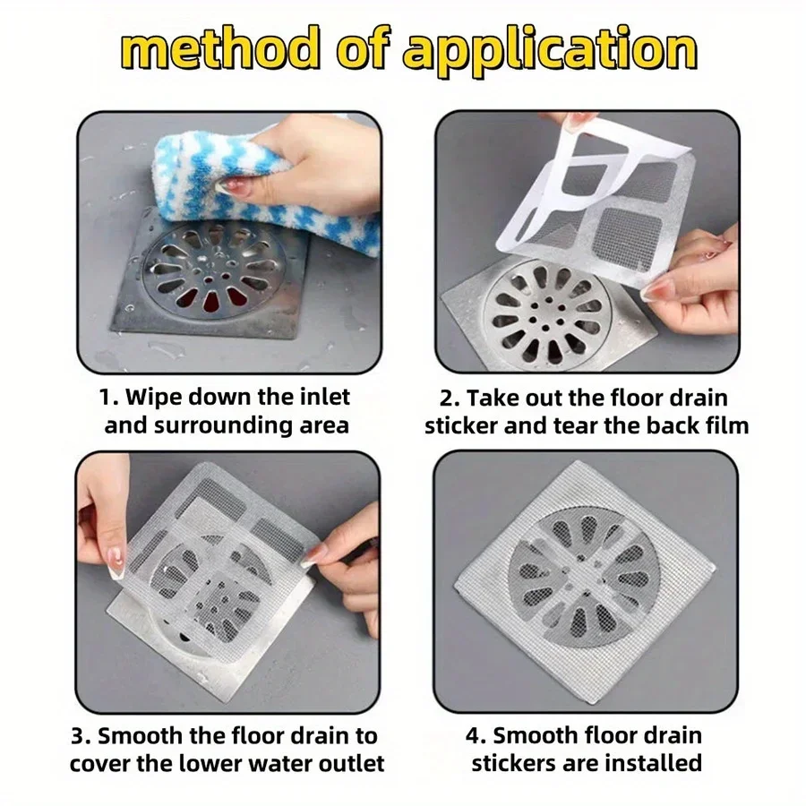 10pcs Drain Strainer Cover For Hair Stopper, Disposable Shower Drain Hair Catcher, Disposable Hair Catchers For Shower, Floor Si