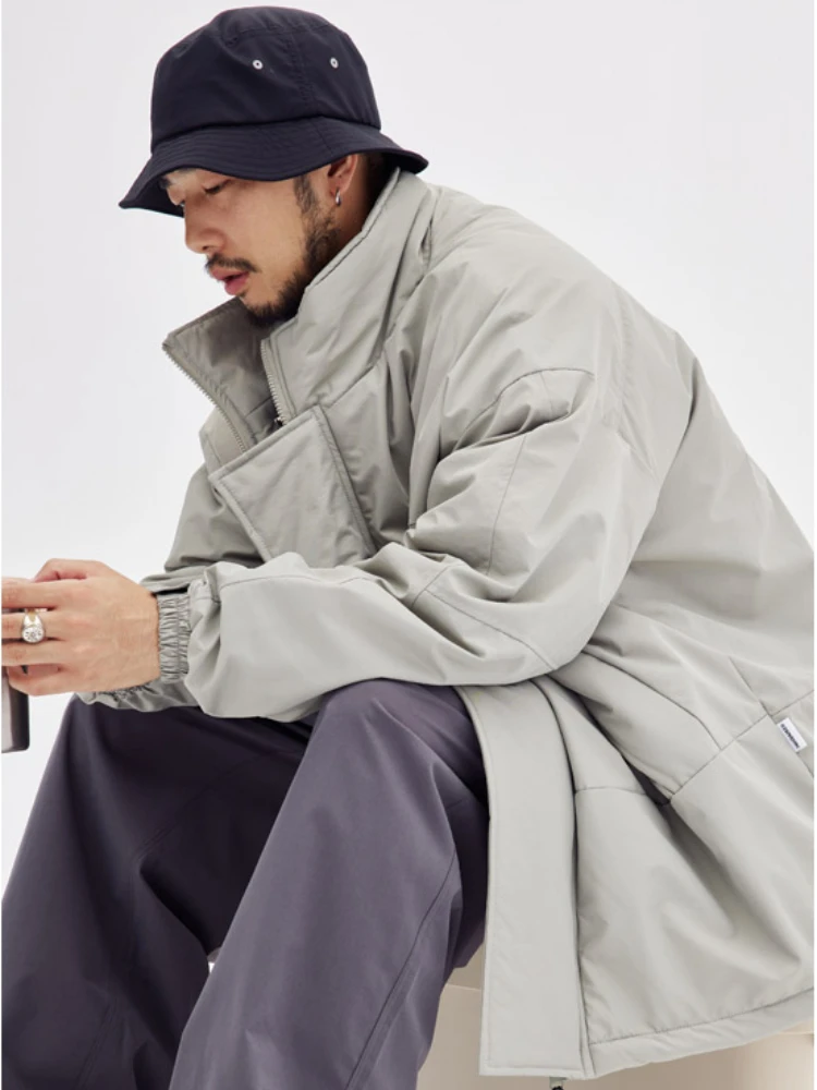 Abrigo de algodón Cargo Vintage para hombre y mujer, Parka Harajuku de Color sólido con cuello levantado, Chaqueta de algodón holgada informal para calle e invierno, Unisex