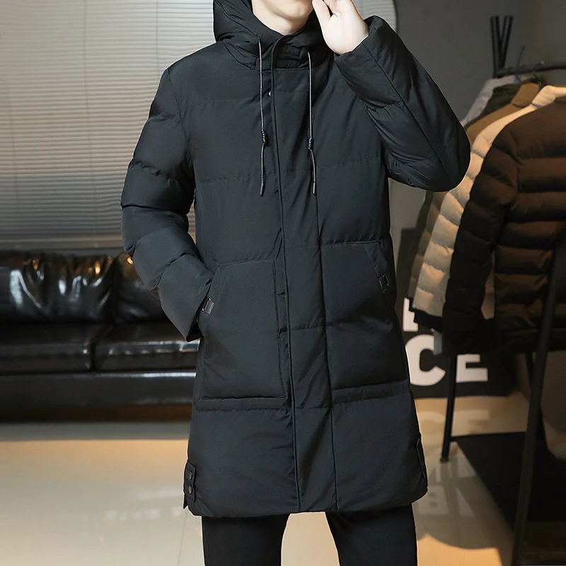 8XLNew Winter Mode Jugend Mittlere Und Lange Kleidung Männer Koreanische Version Beliebte Brot Unten Baumwolle Verdickt Warme Mantel Junge