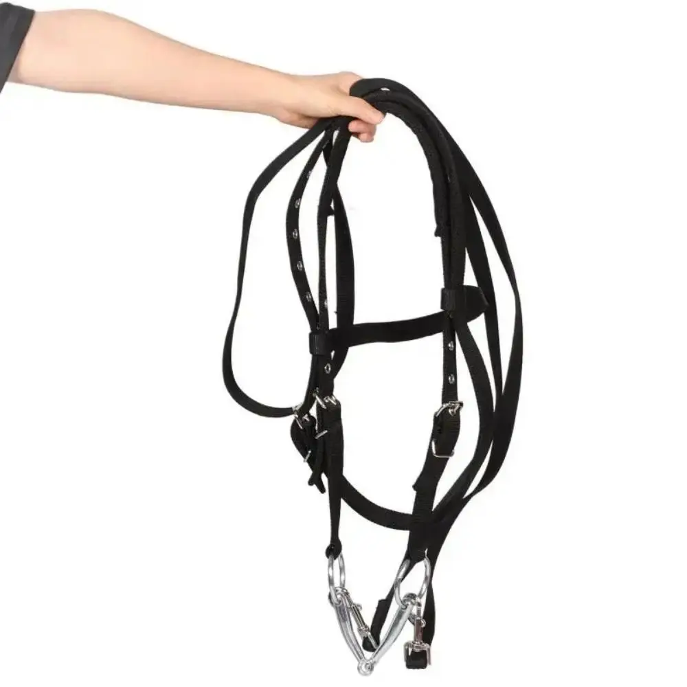 Halteres de caballo engrosados, correa ajustable, cómoda diadema con brida para caballo, ensanchador de cuello de caballo de tres colores resistente