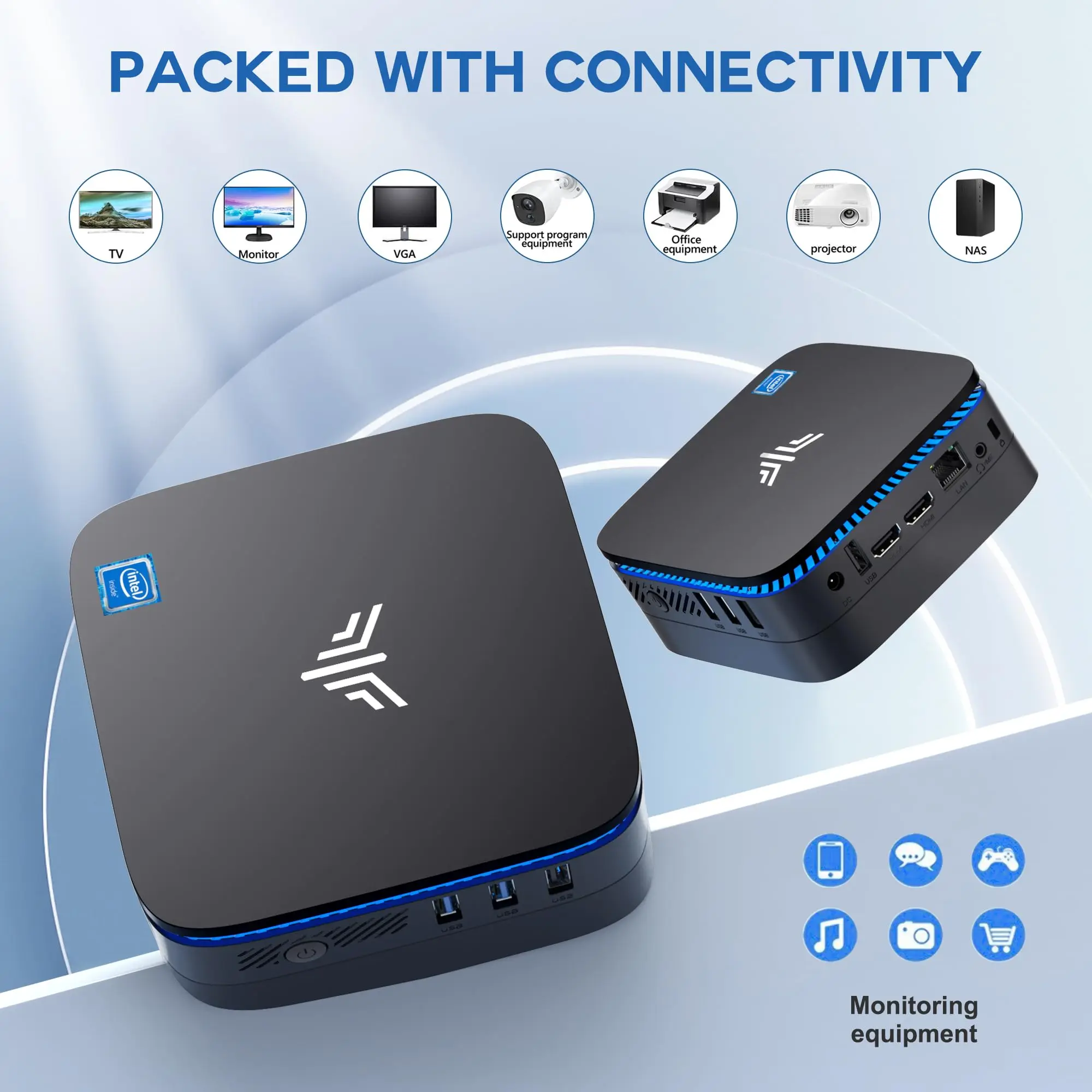 ACEMAGIC AK1 Plus Mini PC Intel N95 8/16 GB DDR4 RAM/512 GB/1 TB SSD WiFi5/6 BT4.2/5.2 Supporto computer desktop 4K UHD