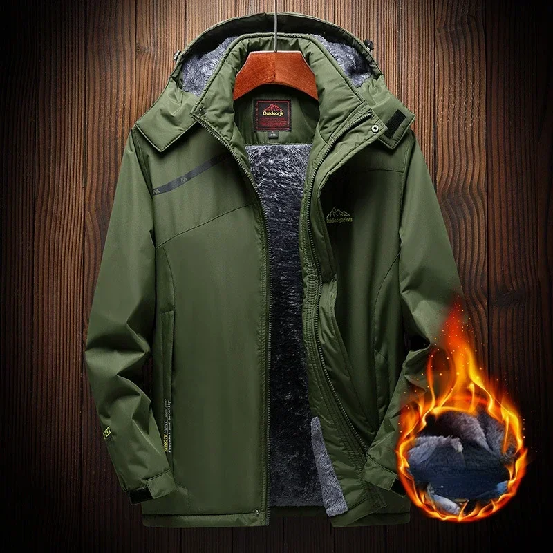 Parka com capuz grosso quente de lã de inverno masculina, casaco impermeável masculino, jaqueta acolchoada, casacos de neve, tamanho grande, 7XL, 8XL, 2023