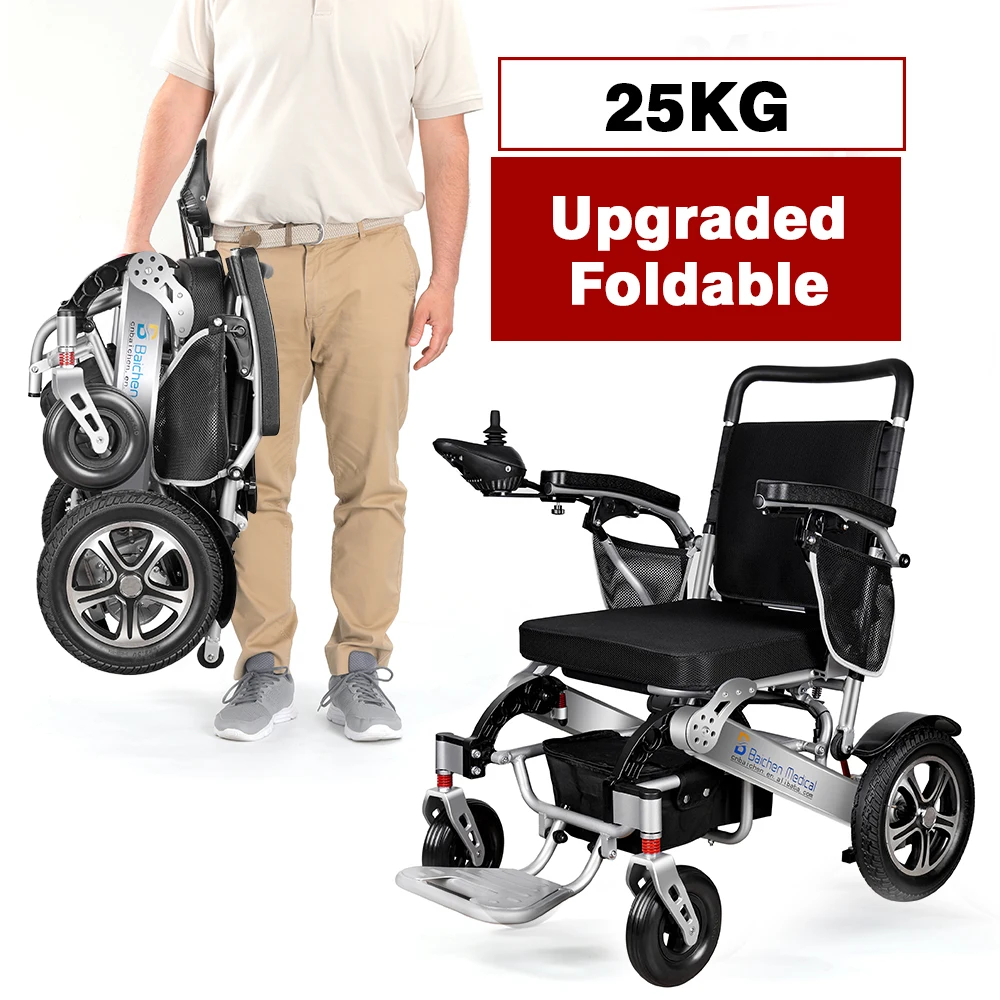 24V Lithium Battery High Quality Foldable Lightweight Electric Wheelchair For Disabled With Remote Control