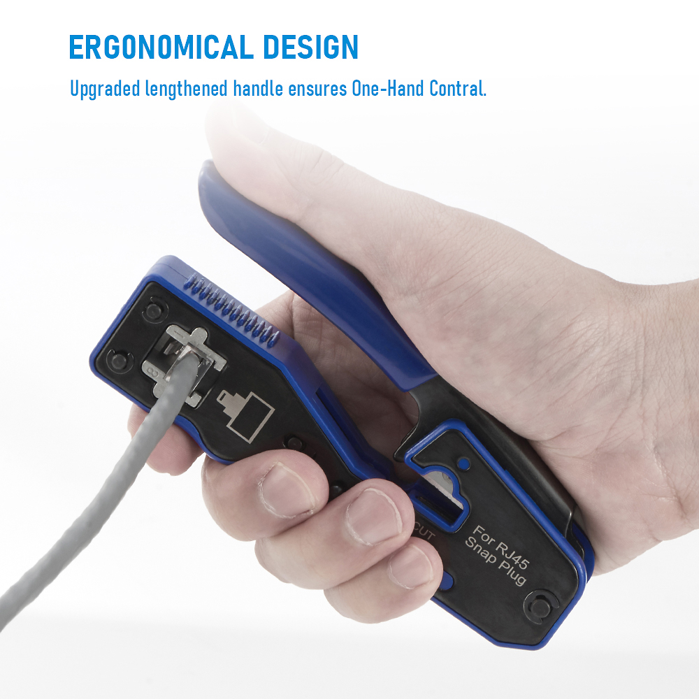 LAN RJ45 CRIMP TOOL ผ่านเครื่องตัด Crimper Stripper สําหรับ Cat6 Cat5 8P8C Modular Connector Ethernet All-in-one เครื่องมือลวด