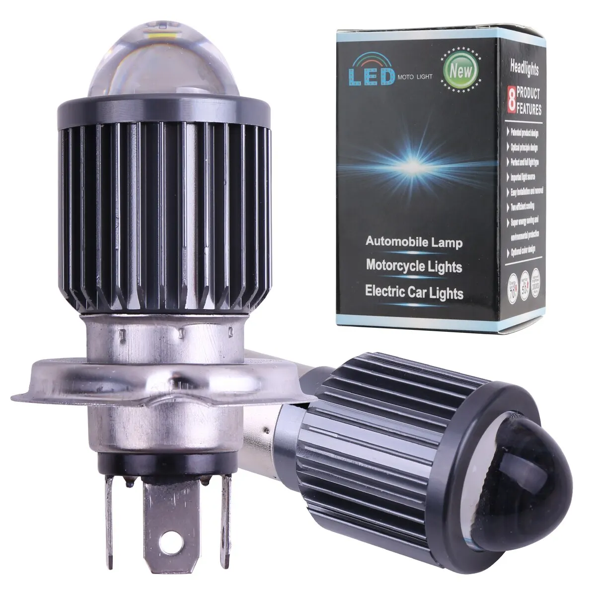 ไฟหน้ามอเตอร์ไซค์1ชิ้นหลอดไฟ LED สีขาว H4 CSP 12V 6000K ไฟ ATV มอเตอร์ไซค์อุปกรณ์เสริมสกู๊ตเตอร์ไฟตัดหมอก1ชิ้น