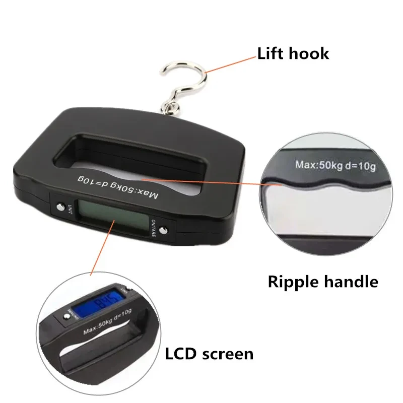 Báscula Digital para equipaje de 50kg/10g, Maleta portátil electrónica, pesa de viaje con retroiluminación, báscula electrónica para colgar en viajes