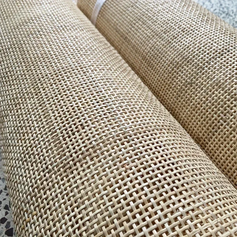 หวายธรรมชาติอินโดนีเซีย Cane Webbing ม้วนวัสดุสําหรับตกแต่งเฟอร์นิเจอร์ Hollow Lattice ทอผ้าเก้าอี้ตู้ซ่อม