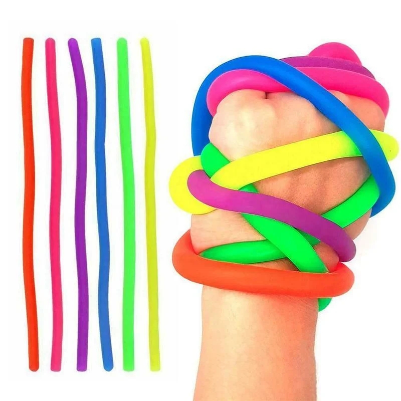 3-6PCS Funny Unicorn Pull Worm Noodle Fidget Toys Stretch String Anti Stress Toys String Stress Relief Autism Vent Toy Gift