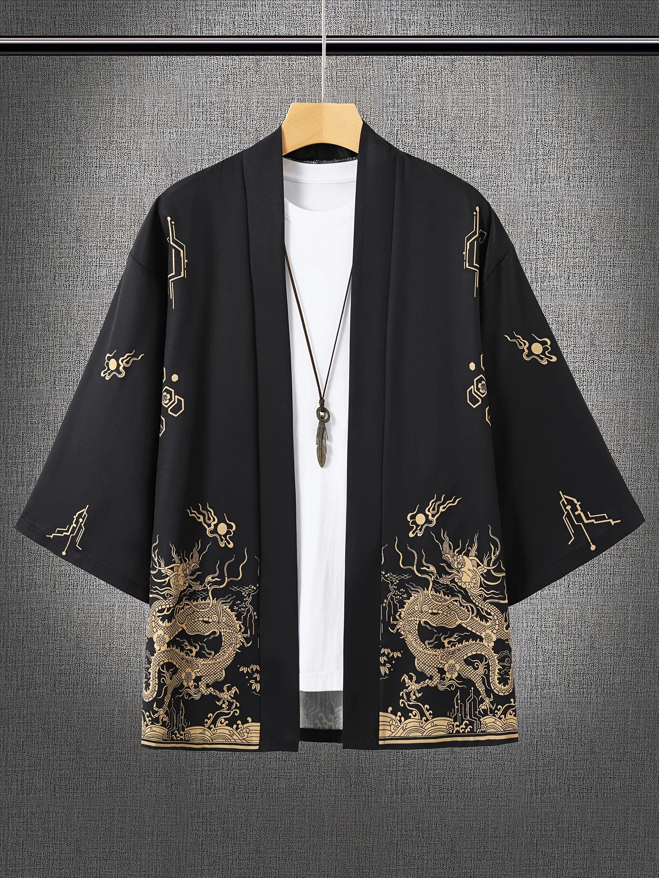 Unisex Kimono Dragon Print Top Fashion Casual Cardigan Yukata Outfit Japanese Streetwear Odzież tradycyjna