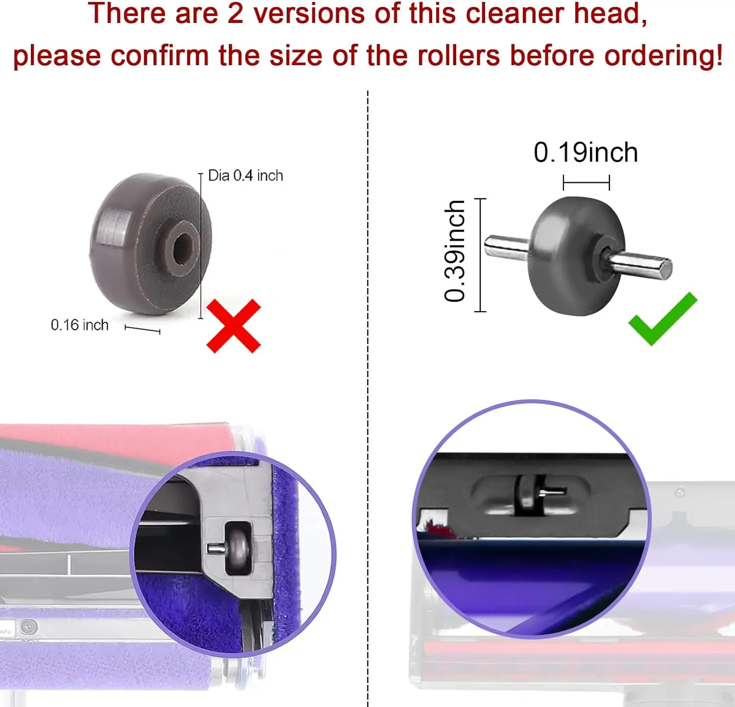 Sohlenplattenräder für Dyson V6 V7 V8 V10 V11 V15 DC58 DC59 DC62 Direct Drive Reinigungskopf, nicht für weichen Rollenkopf