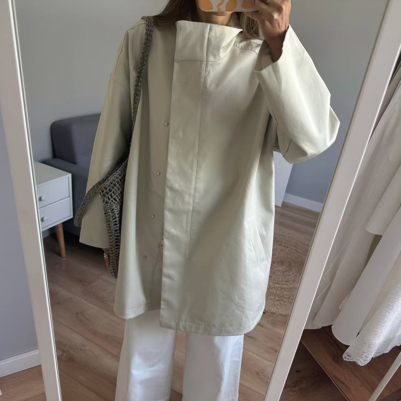 Осень 202, женский хлопковый водонепроницаемый плащ большого размера цвета хаки, бежевого, армейского зеленого цвета, короткая куртка-тренч