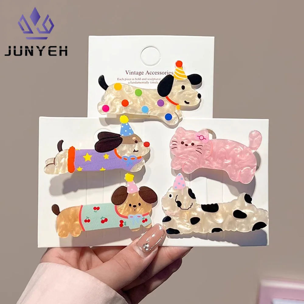 Tocado de cachorro de dibujos animados, pinza para el pelo de gatito, horquillas navideñas acrílicas, Clip de flequillo de Animal dulce para niñas, accesorios para el cabello