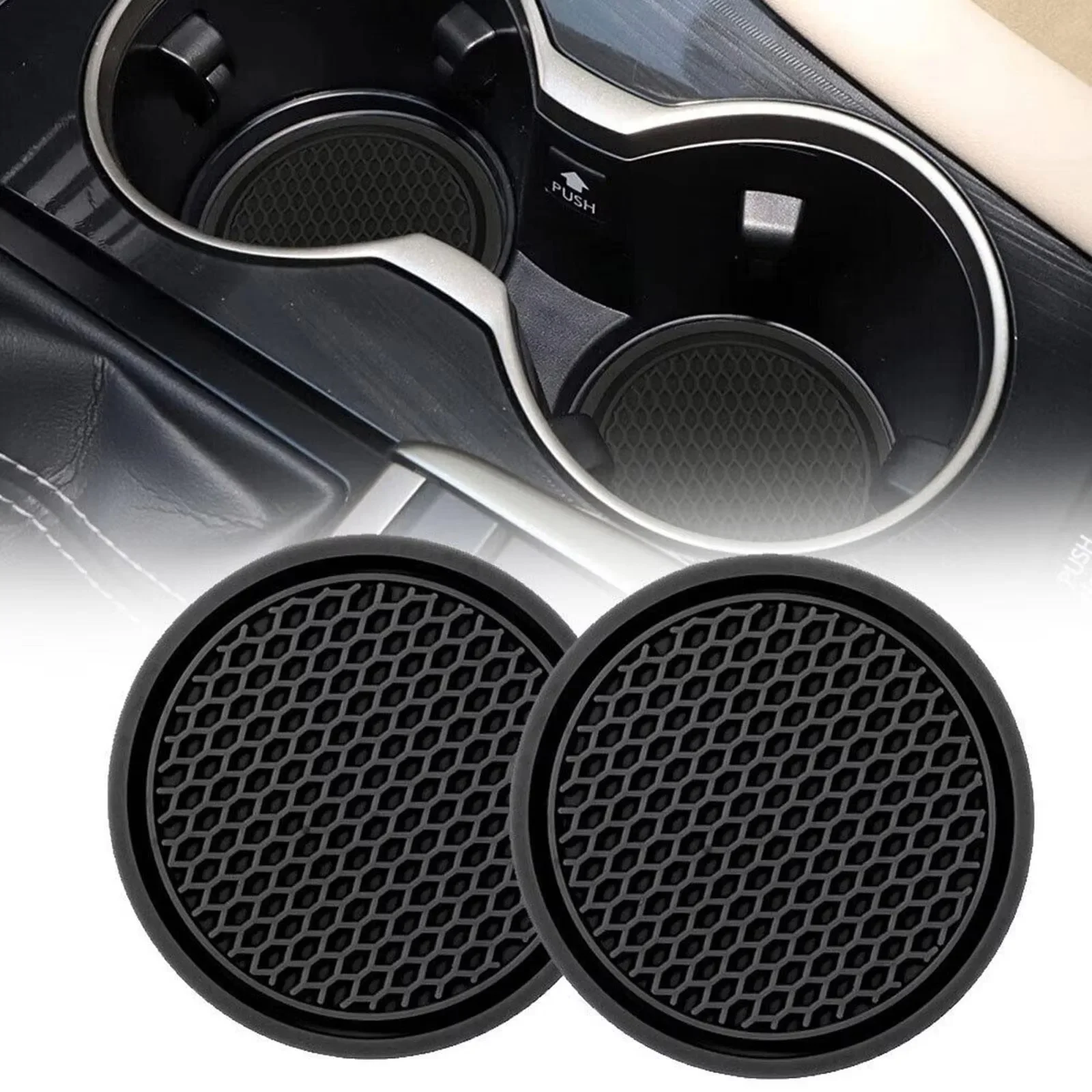 Porte-gobelet noir pour voiture, 2 pièces, insertion antidérapante, sous-verres, tampons, accessoires d'intérieur pour la plupar