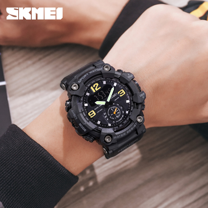 SKMEI 1637 ミリタリーデジタル腕時計男性用迷彩防水腕時計メンズ耐衝撃スポーツクォーツ時計 1384 モントルオム