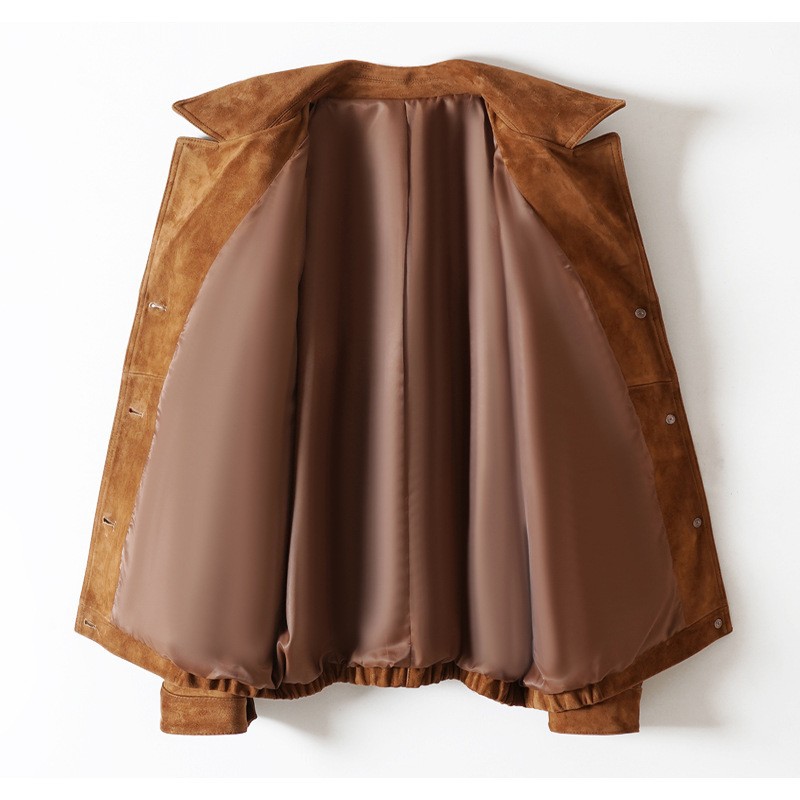 女性用本革ジャケット,シープスキン,ヴィンテージスエード,ポケット,カジュアル,ルーズ,作業服,高級品,品質,秋冬,2024