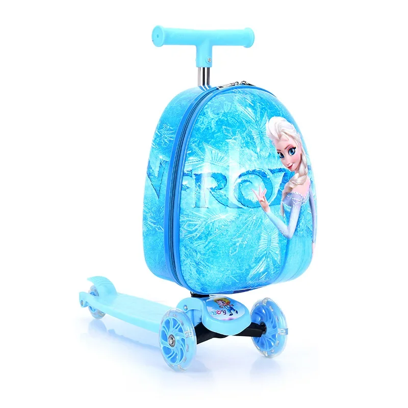 Disney กระเป๋าเดินทางบนล้อการ์ตูนน่ารักเด็กรถเข็นพกพาสกู๊ตเตอร์กระเป๋าเดินทางกลิ้งกระเป๋าสําหรับเด็กผู้หญิงของขวัญ