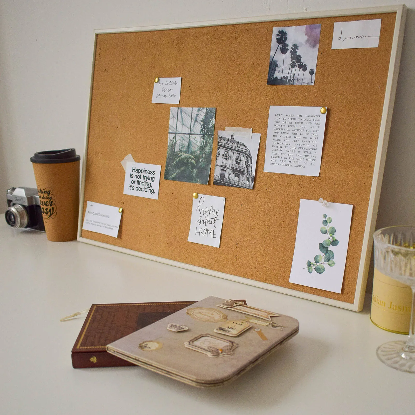 Square Cork Board Bulletin Board Self Adhesive Small Square Pin Board with Push Pin Wood Clips Wall Cork Board Tiles Corkboard