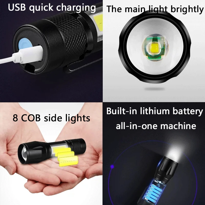 Mini linterna Led portátil de alta potencia, foco con Zoom, XP-G, Q5, linterna de Flash, ajustable, resistente al agua
