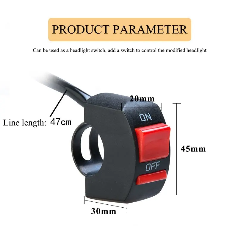 1X Universal Motorcycle Light Switch Connector ON OFF Handlebar Modification Button For Scooter Headlight Motorbike Acessories