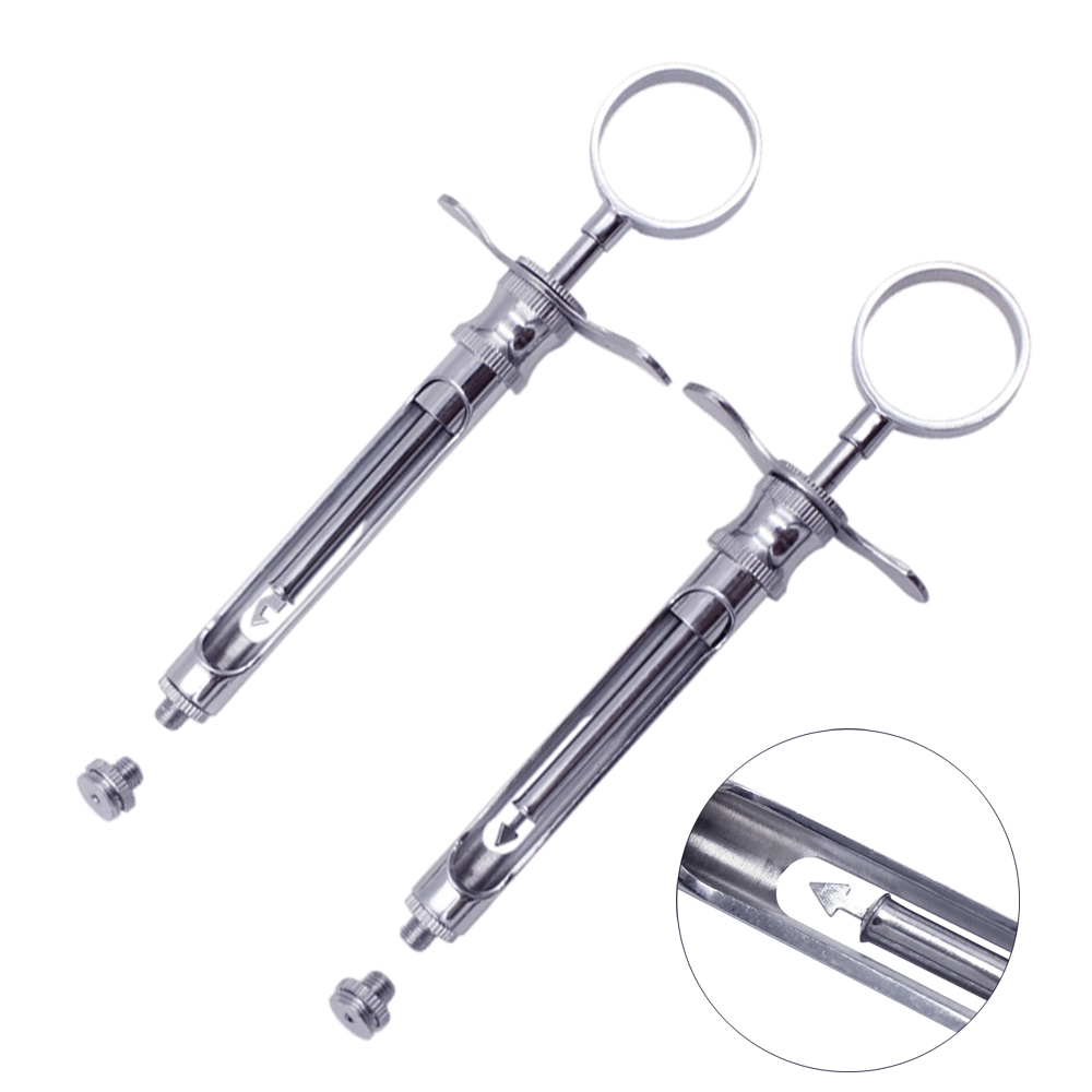 1 conjunto de seringa de injeção de odontologia, cabeça afiada de gancho, aço inoxidável, seringa de aspiração dentária, instrumento cirúrgico 1.8ml