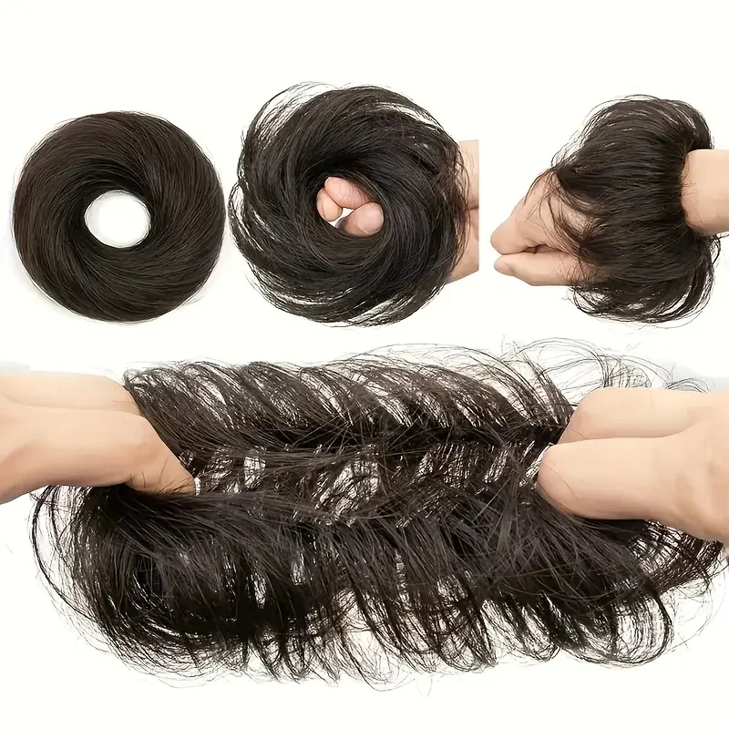 Parrucchino sintetico elegante e disordinato, elastico in gomma, accessori per capelli carini, estensione dei capelli per le donne