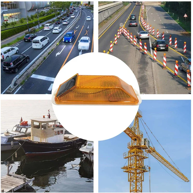 2pcs Warning LED Lamp Solar Warning Lamp Solar Strobe Lamp  Chip Control Bridge Night Driving Safety Light Traffic Caution Light