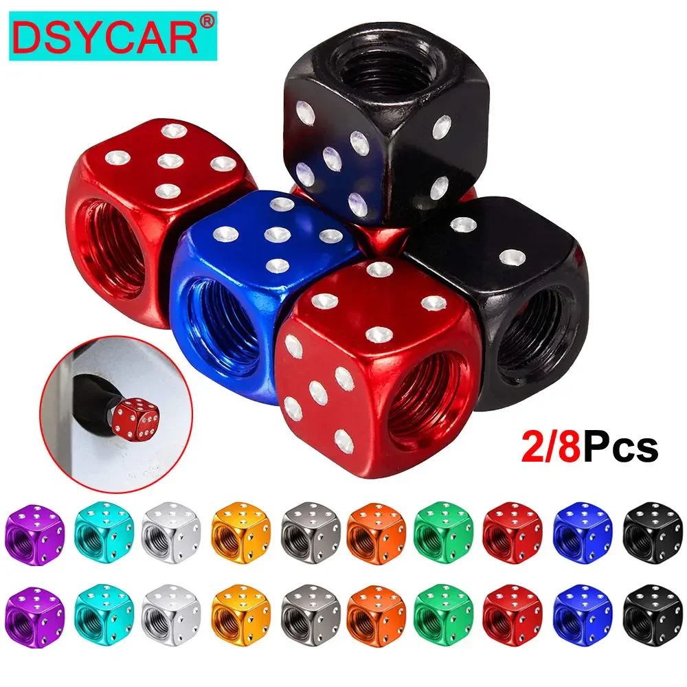 DSYCAR 2/8 Cái Nhôm Lốp Van Mũ Lưỡi Trai Xúc Xắc Bánh Xe Thân Lốp Lốp Bánh Xe Thân Van Không Khí Bụi dùng Cho Xe Ô Tô, Xe Tải Chân Ô Tô Xe Máy Xe Đạp
