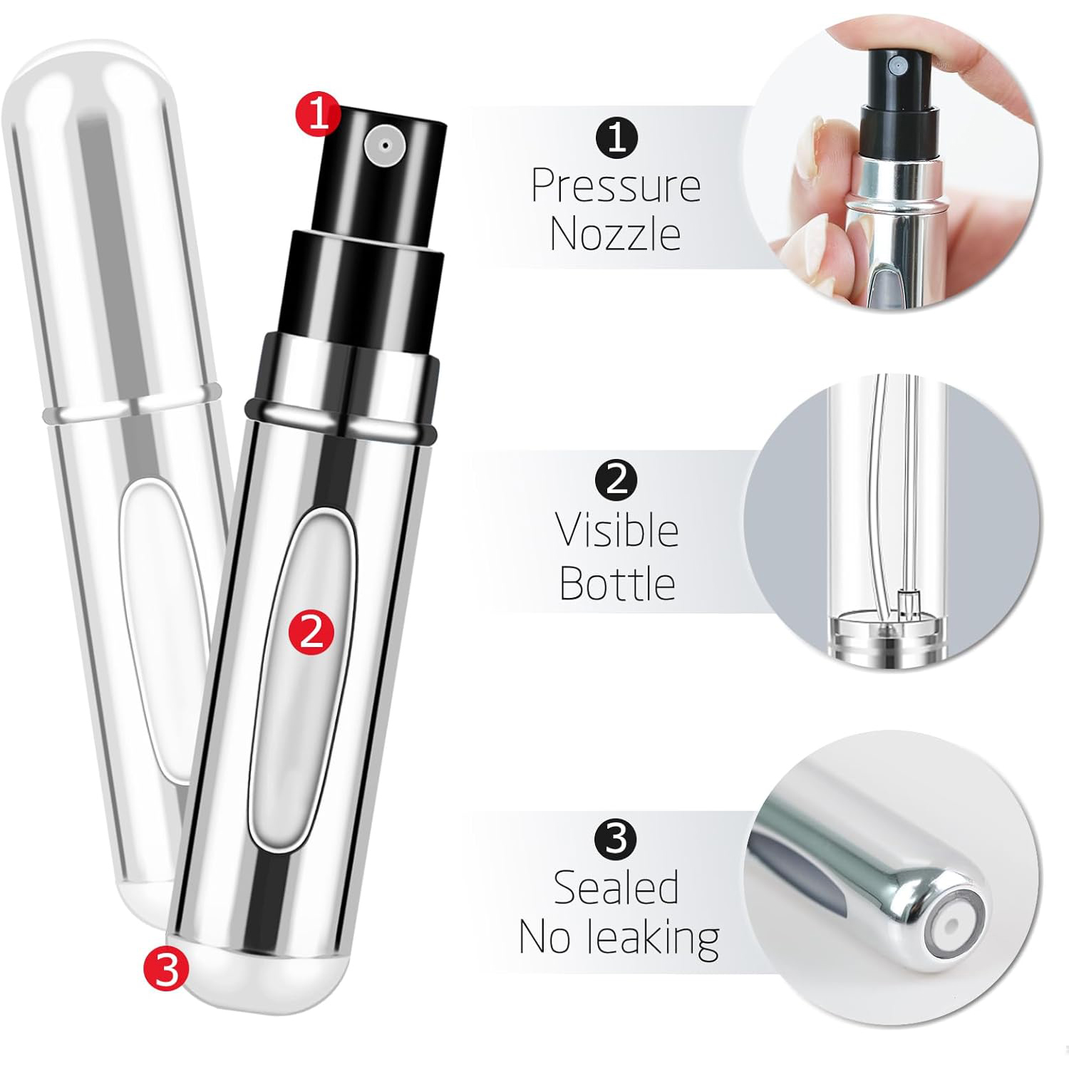 3/5/10/20/30 Uds 5ml Mini atomizador de Perfume contenedor de líquidos portátil para cosméticos viaje Spray de aluminio vacío recargable