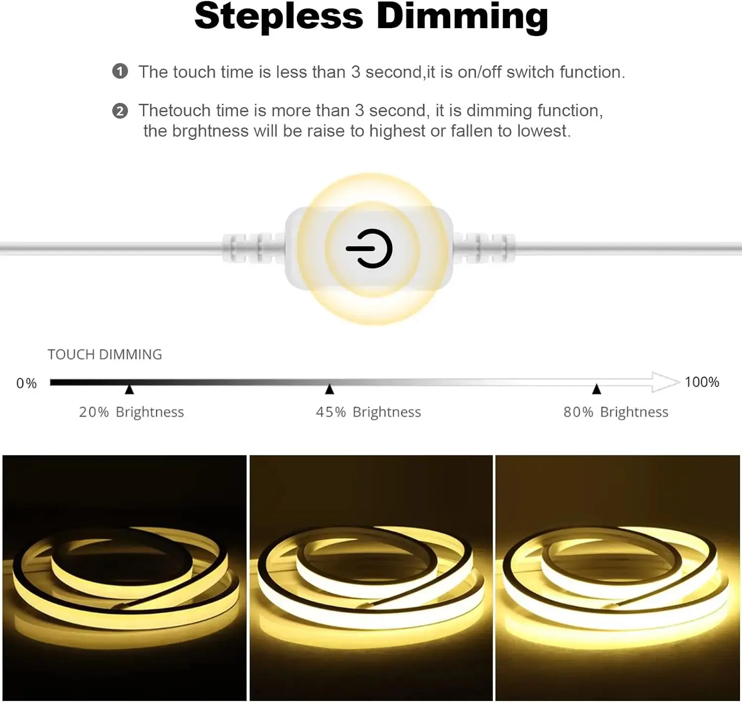 Touch Sensor Neon LED Strip Light Dimmable Waterproof Flexible LED Neon Sign Light Tape 5V USB Lighting Lamp For Room Decoration