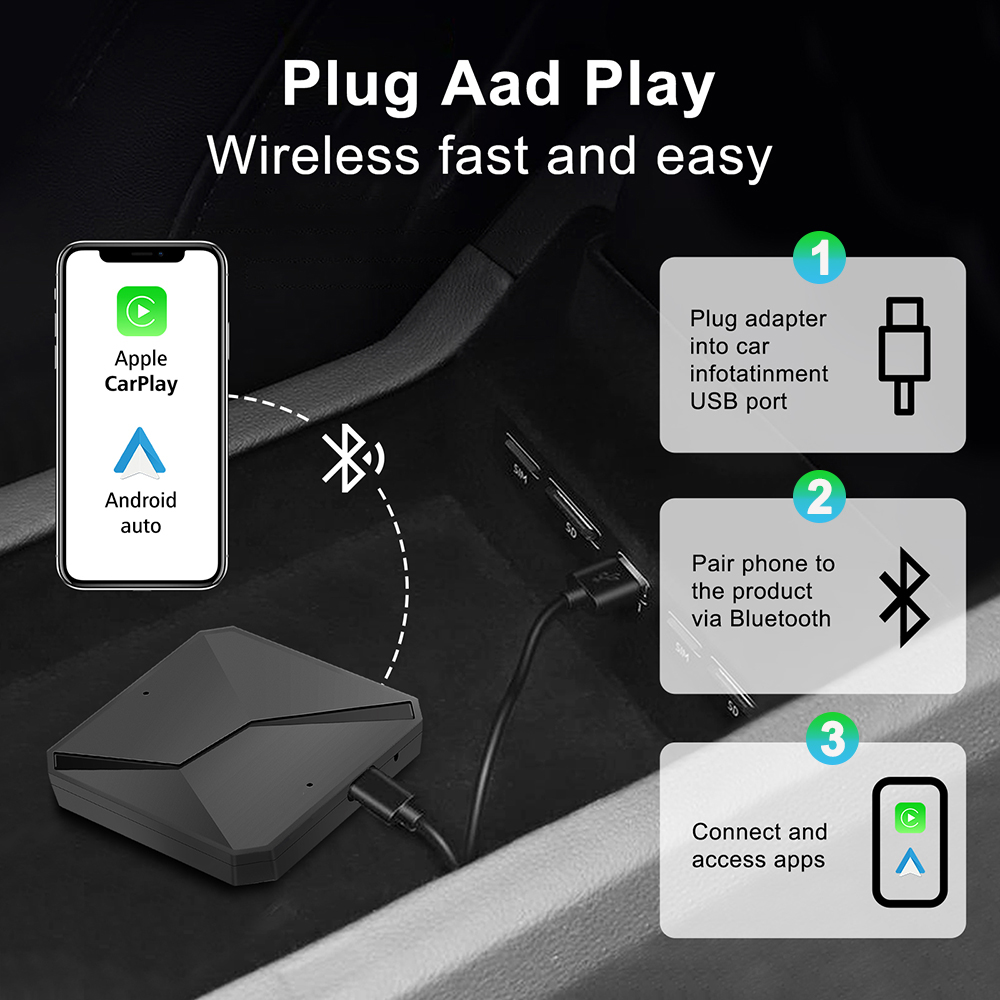 2in1 draadloze CarPlay-adapter Draadloze Android Auto Dongle Smart Mini Box Plug And Play WiFi Fast Connect