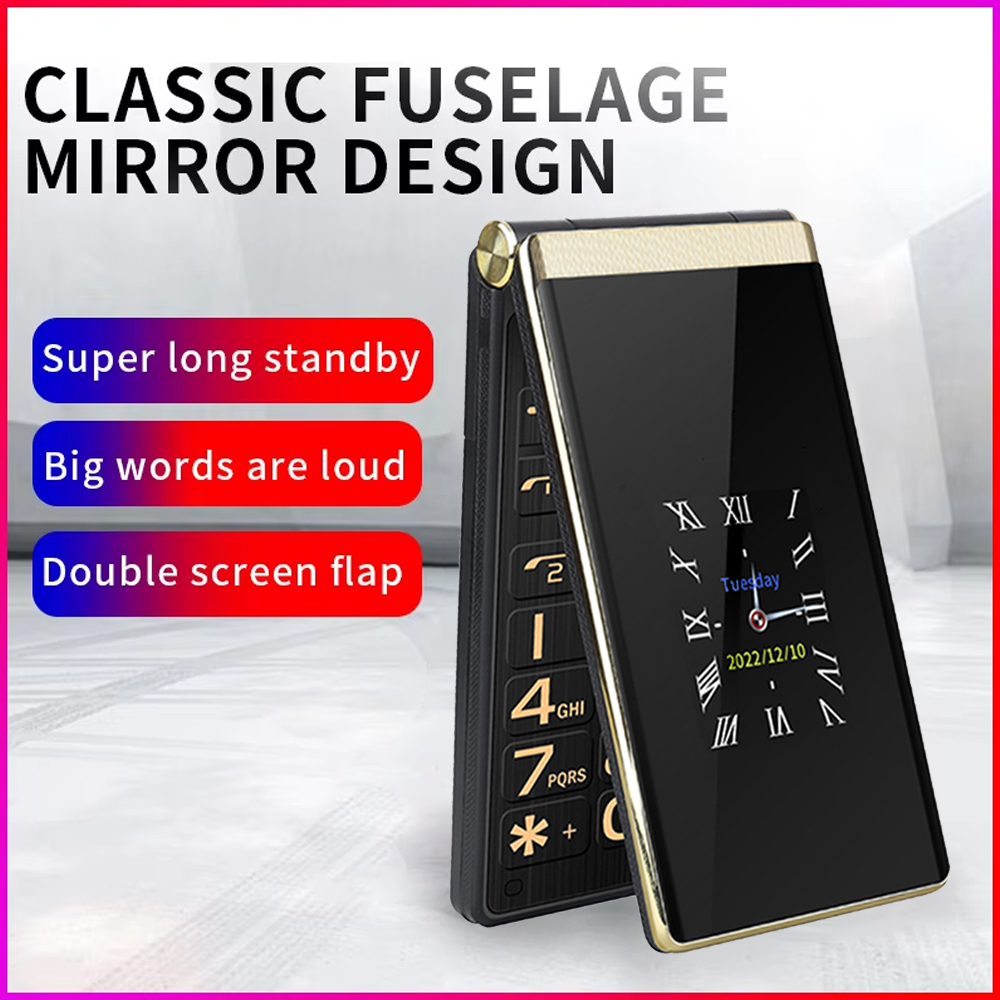 Yeemi M1 Feature Phone Big Push-Button 2G Flip Phone Dual Display Mobile Phones Arabic Hebrew Russian Keyboard Cellphone On Sale