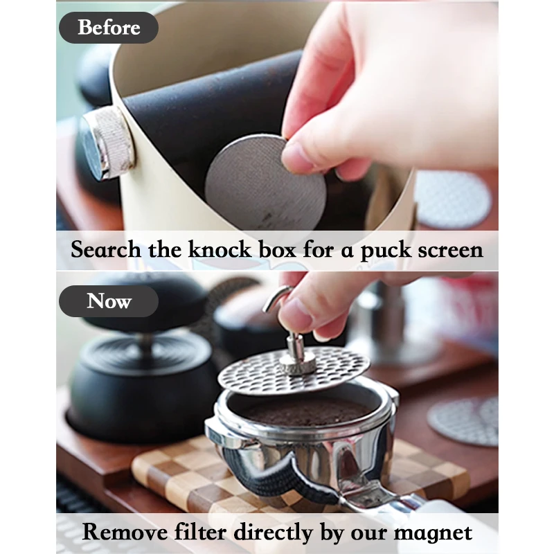51/53/58mm Espresso Puck Screen with Magnet Kit,Reusable Filter Screen for Portafilter,Barista Espresso Accessories Coffee Tool