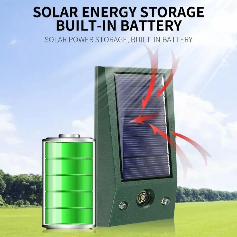 Solarbetriebenes elektronisches Ultraschall-Vogelabwehrmittel, IP66, wasserdicht, Taubenabschreckung, starke LED-Blinkschädlinge zur Hofkontrolle