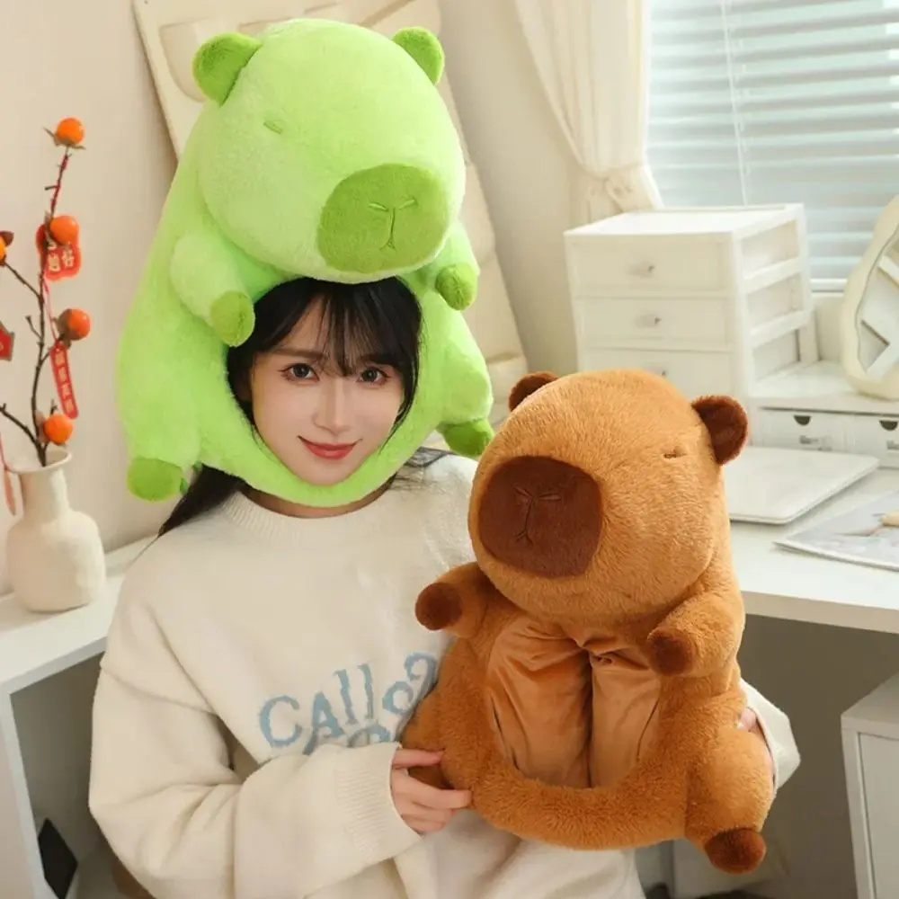 ตุ๊กตาตุ๊กตา Capybara ตุ๊กตาผมหมวกอบอุ่นหนา Capybara หน้ากาก Fluffy Collection ตุ๊กตาสัตว์หนูหมวก