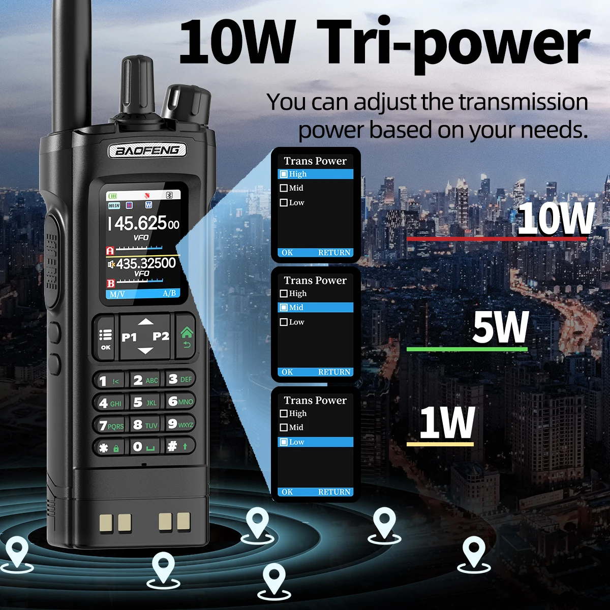 BAOFENG UV-32 Walkie Talkie 10 W GPS Long Range Multi Band Bluetooth Drahtlose Programmierung Frequenz Typ-c Tragbare Zwei-wege Radio