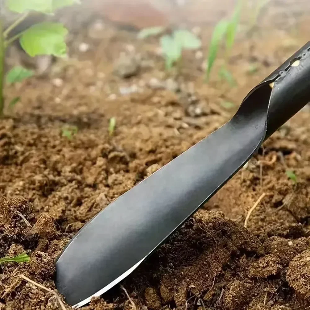 Pala de jardín versátil para plantar flores, desmalezar, aflojar el suelo con azada de hierro resistente para cosecha de verduras silvestres
