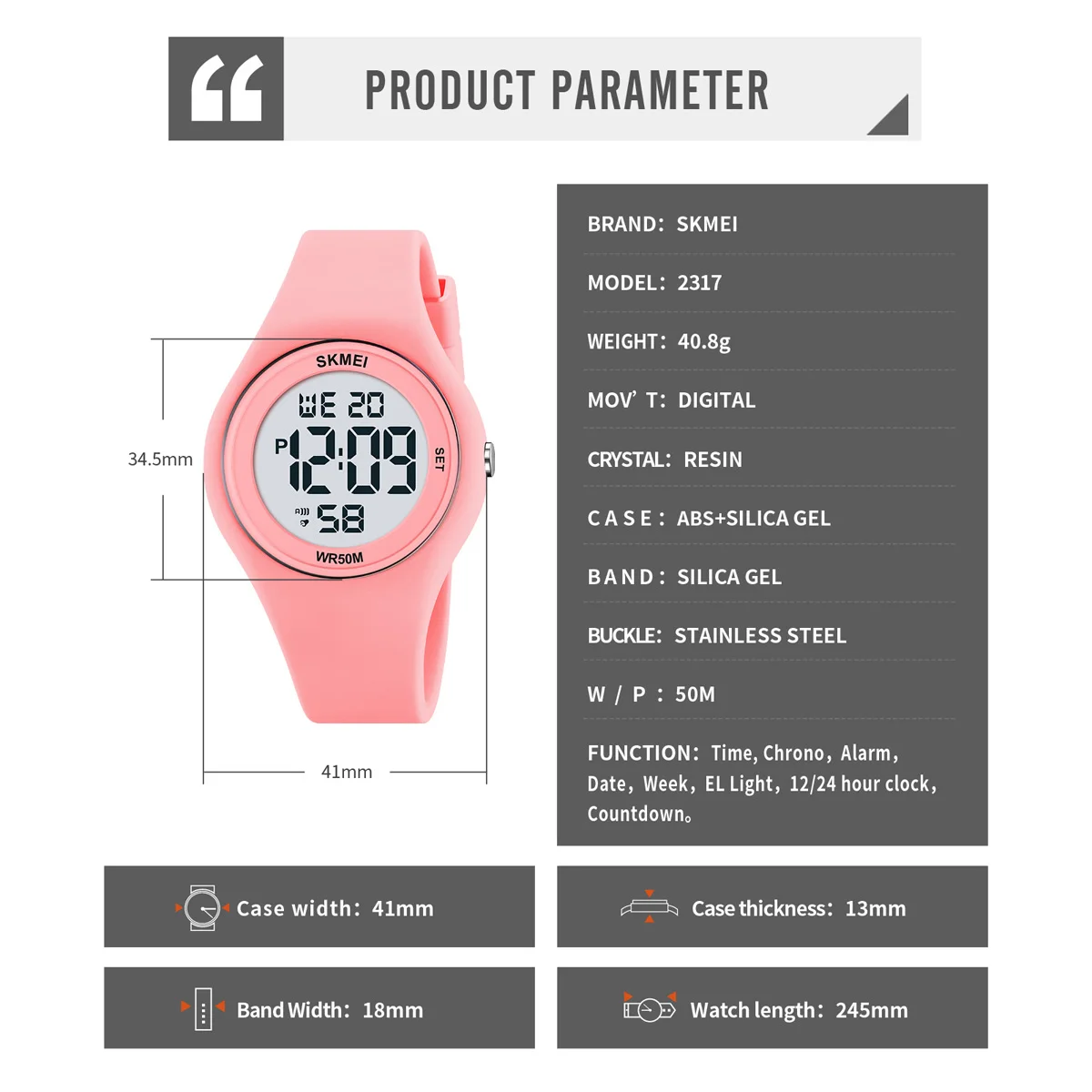 Reloj Digital SKMEI juvenil para deportes al aire libre para hombres, mujeres, estudiantes, 5bar, cronómetro resistente al agua, Reloj de pulsera con alarma para Mujer