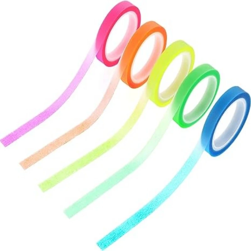 5 Rolls Multicolor Writable Sticky Note, Removable Highlighter Marking Tape , See Through Index Label