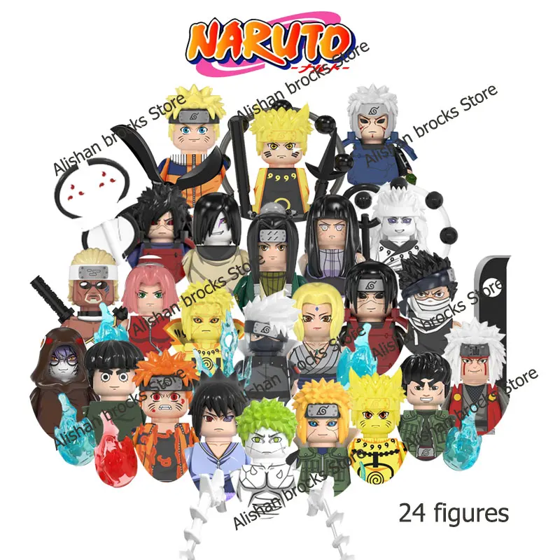 WM6105 6106 Narutoe Sasuke Kakashi Akatsuki bricks Building Blocks Anime cartoon blocks Action Figures Heads Assembly kids Toys
