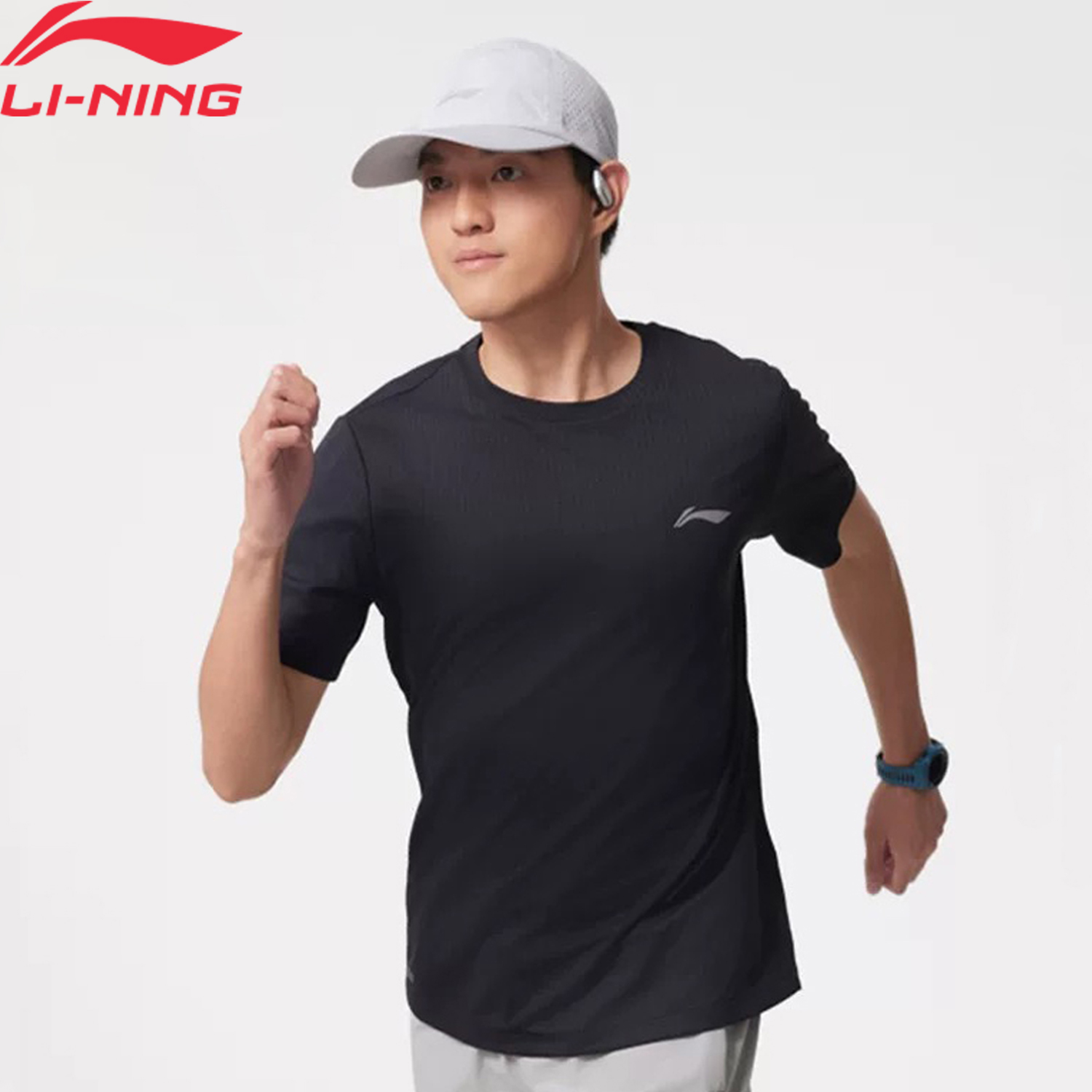 Мужская спортивная футболка Li-Ning для бега AT AIR, обычная посадка из полиэстера, дышащая светоотражающая подкладка, футболки с короткими рукавами ATSV471