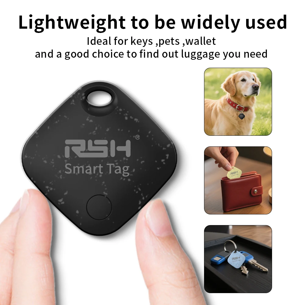 RSH 4er-Pack Sicherheits-GPS-Tracker, Auto-Geldbörse, Haustiere, Anti-Verlust, Eco-Smart-Tag für Google's Find Hub, Android-Locator für Xiaomi Pixel