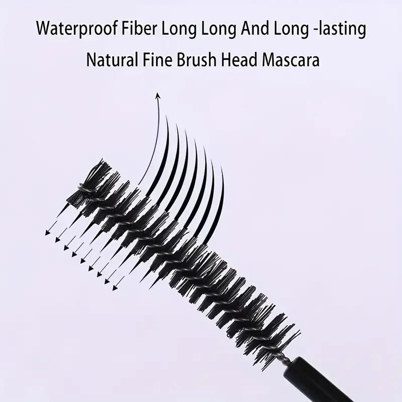 Silk Fiber Curling Mascara, Ultra-Fine Brush, Lengthening & Volumizing, Waterproof, Smudge-Proof, Long-Lasting, Unisex, Eye Safe
