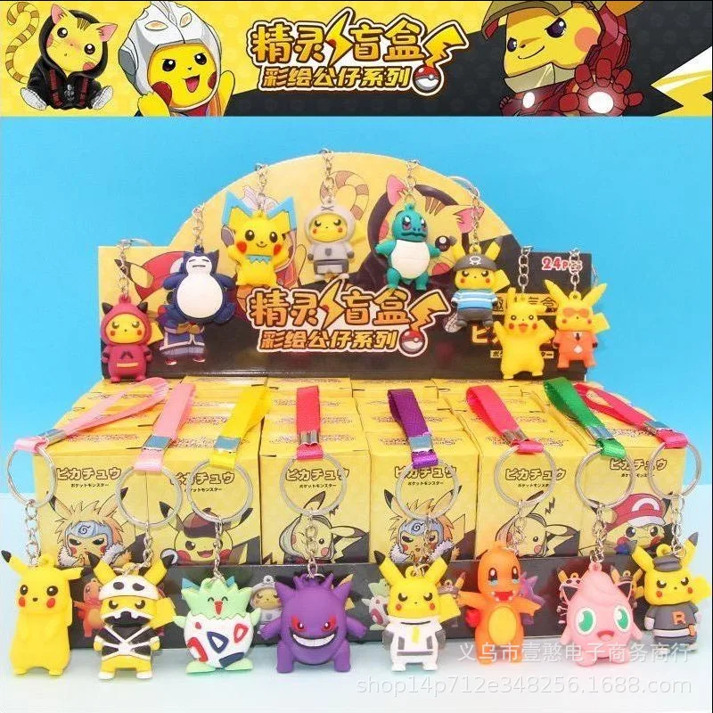 24 pçs pokemon pikachu figura mistério caixa cega lenda arceus manual permanente decoração brinquedo periférico primário pingente presente