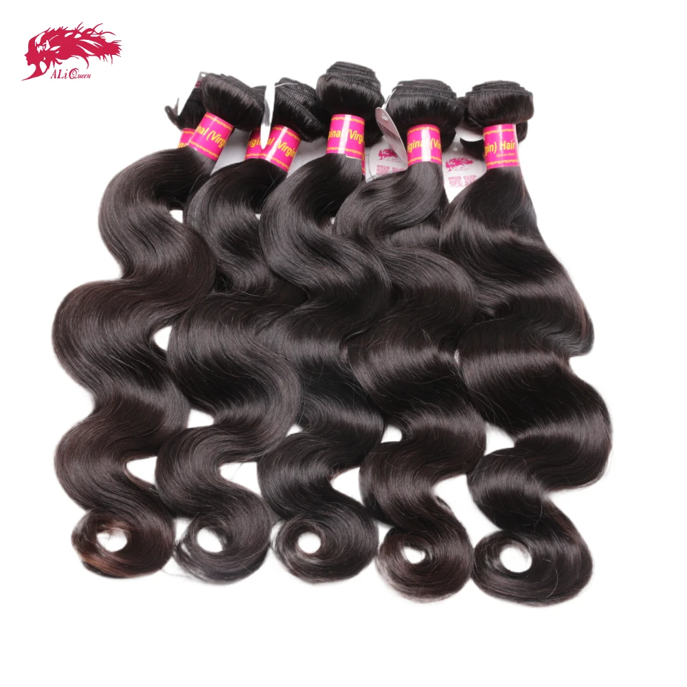 Ali queen 10a pacotes de cabelo virgem cru não prensado 1 peça preço de atacado 38 40 Polegada onda corporal brasileira tecer cabelo humano