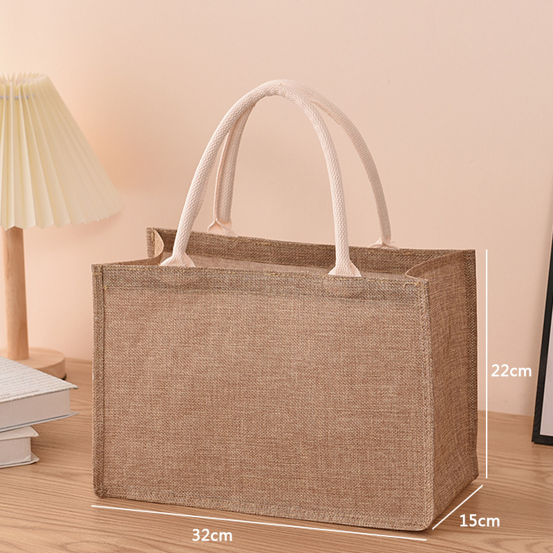 Saco de linho sacos de algodão pintados à mão sacos de imitação portáteis de juta sacos de linho sacos de compras sacos laminados