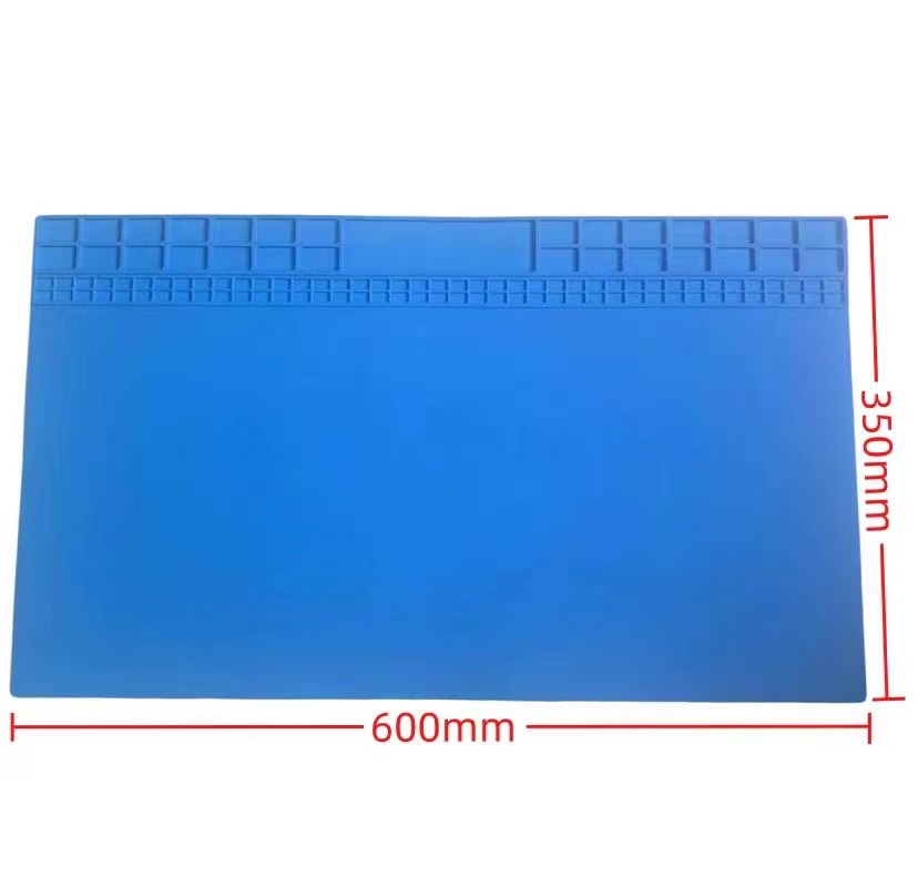 Almofada de isolamento de silicone puro, cinza/azul super grande 600x350mm, tapete de trabalho de reparo, estação de solda resistente ao calor bga, plataforma de mesa