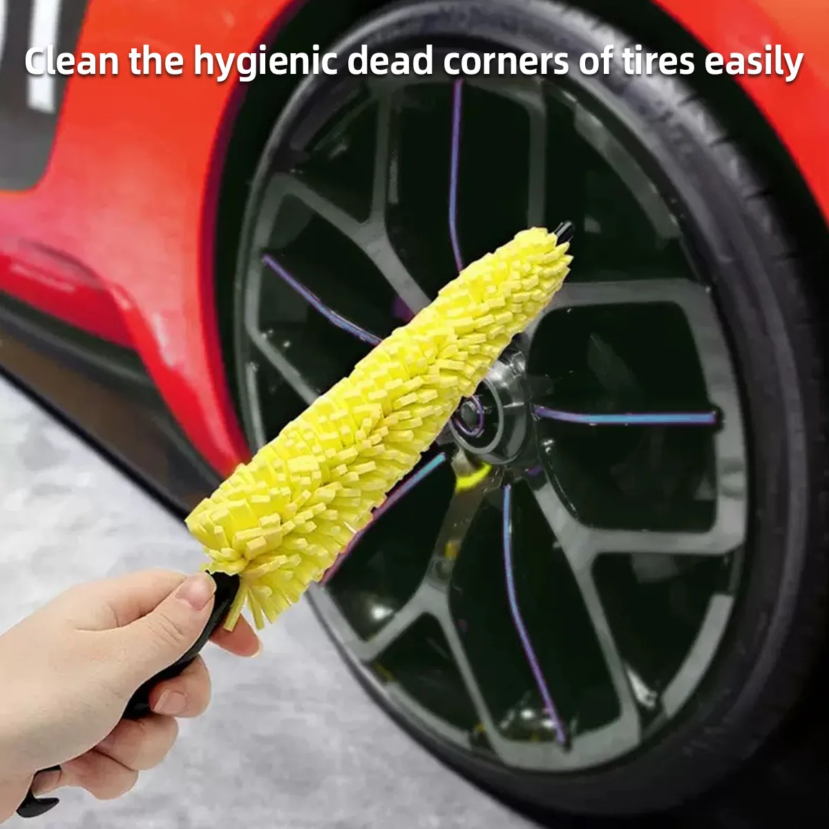 Sponge Wheel Brush with Extended Handle for Cars Motorcycles and Bicycles a Magical Tool for off Road Vehicle Tire Gaps