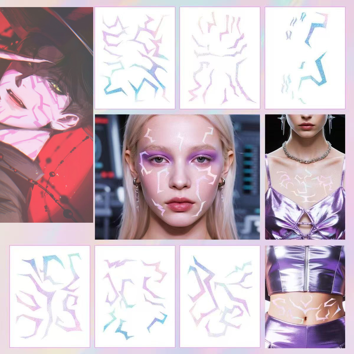 5 шт./компл. новый лазерный Kpop охотники на демонов Руми Кан временная татуировка наклейка для лица и тела татуировка наклейка для Хэллоуина подарки