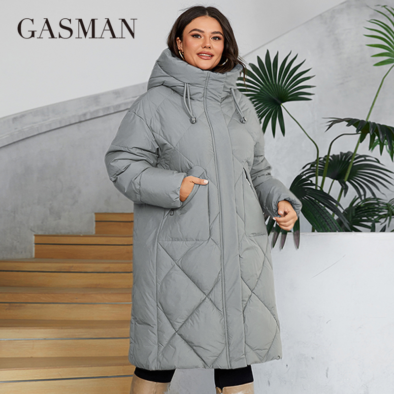 GASMAN 2024 chaqueta de invierno para mujer de talla grande L-6XL abrigo de mujer marca de moda de algodón grueso parka con capucha a prueba de viento 88609