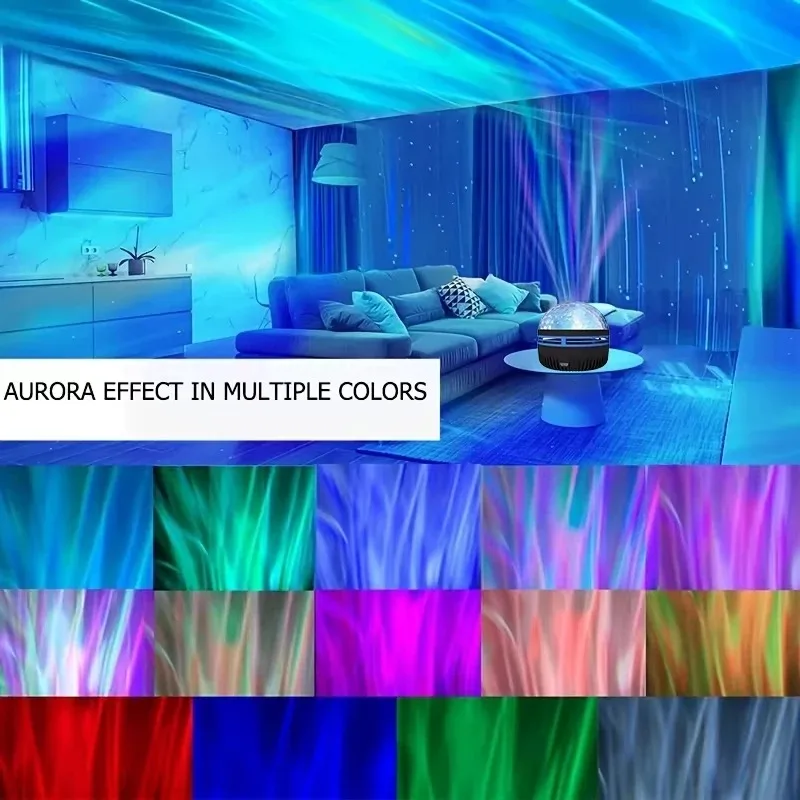1pc Starry Sky LED Projector Lamp USB Powered Water Ripple Light With Remote Control Multicolor RGB Crystal Desk Lamp Home Decor